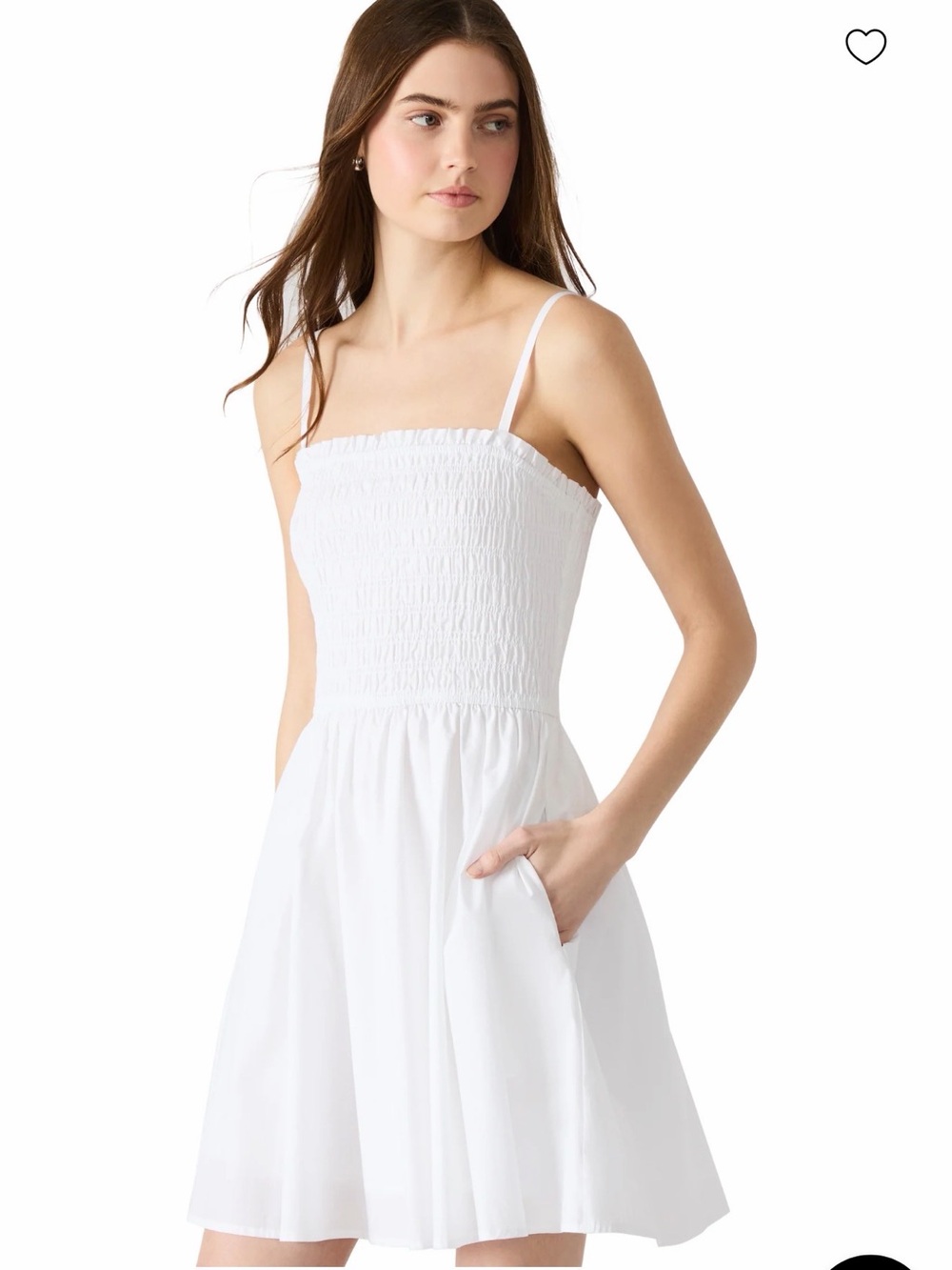 Steve Madden Lotty Dress, Smocked Bodice, Spaghetti Strap, White, XL NWT